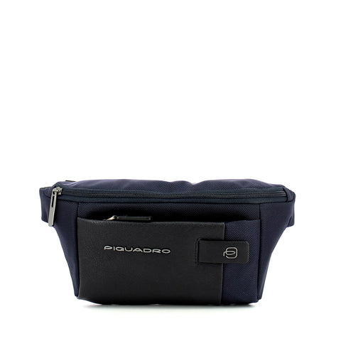 Piquadro - marsupio in pelle e tessuto brief - ca2174br - blu | Italystation.com - Shop Now at italystation.com