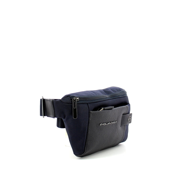 Piquadro - marsupio in pelle e tessuto brief - ca2174br - blu | Italystation.com - Shop Now at italystation.com