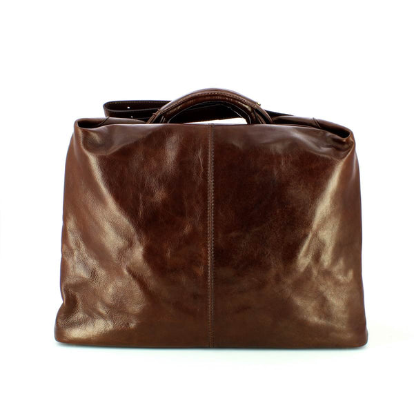 The Bridge - Travel leather bag Story - 07522001 - MARRONE/14/ORO