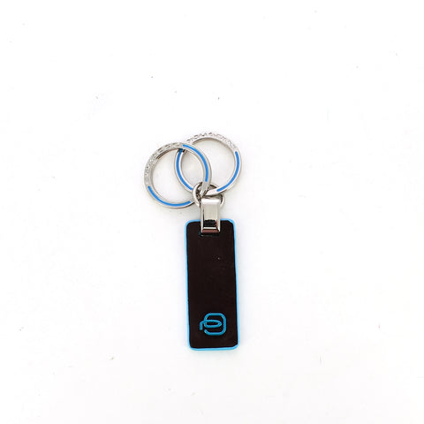 Piquadro - portachiavi con due anelli blue square - pc3755b2  | Italystation.com - Shop Now at italystation.com