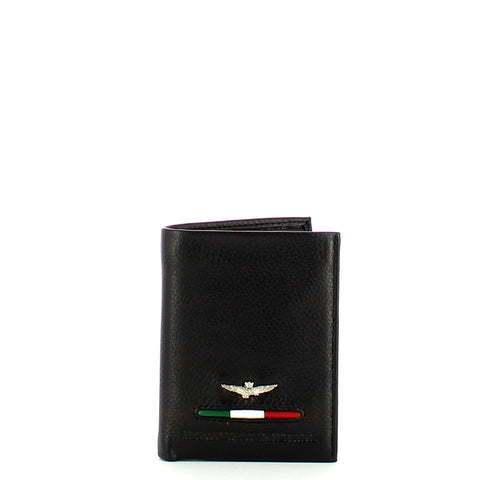 Aeronautica Militare - Porta carte di credito Fighter in pelle - AM154 - NERO