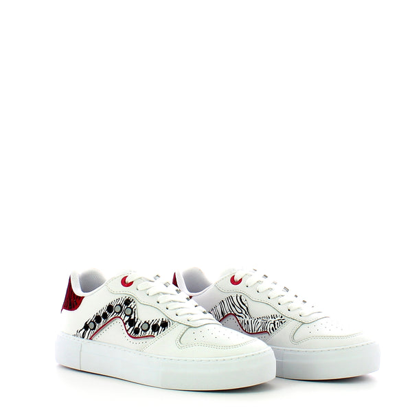 Manila Grace - Sneakers Capsole zebrate con borchie - S653LM - BIANCO/FUXIA