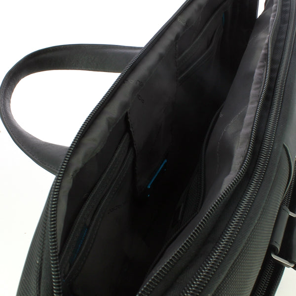 Piquadro - cartella due manici brief 2 15.6 rfid in tessuto r | Italystation.com - Shop Now at italystation.com