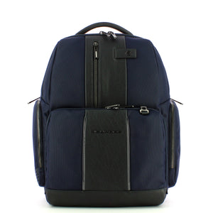 Piquadro - Fast-Check Laptop Backpack Brief 2 15.6 in recycled fabric with LED lights - CA4532BR2L - BLU
