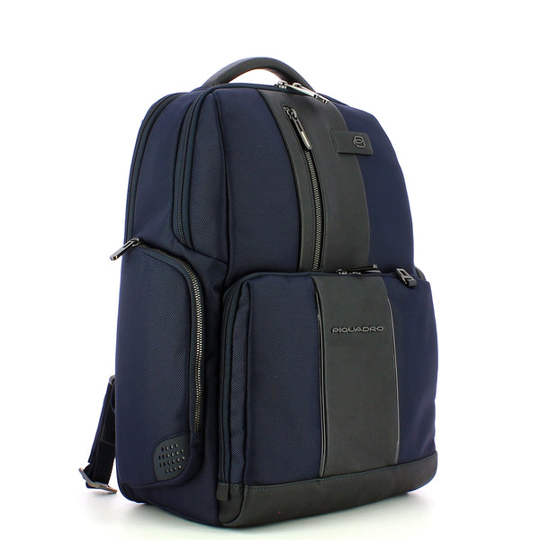 Piquadro - Fast-Check Laptop Backpack Brief 2 15.6 in recycled fabric with LED lights - CA4532BR2L - BLU