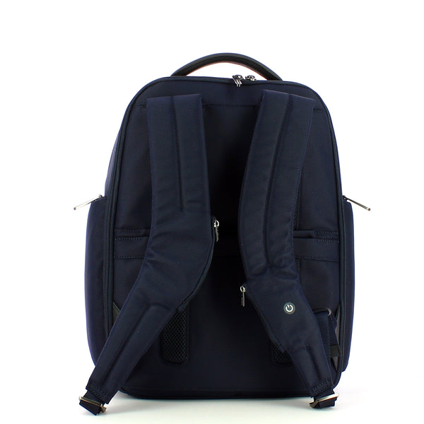 Piquadro - Fast-Check Laptop Backpack Brief 2 15.6 in recycled fabric with LED lights - CA4532BR2L - BLU