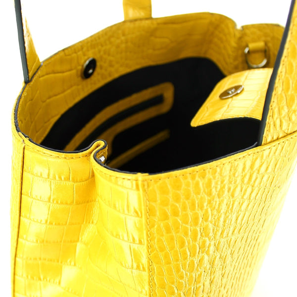 Iuntoo - Medium Vertical Gioia Shopper in Leather Cocco - 168022 - GIALLO