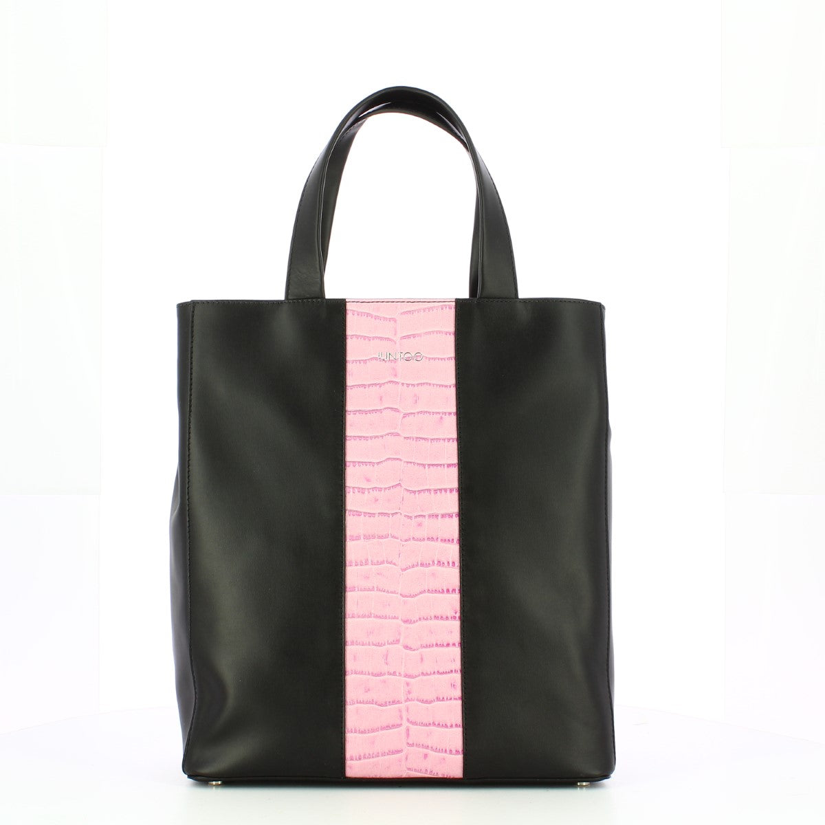 Iuntoo - 帶有 Cocco Strip 的大型垂直 Gioia 購物袋 - 168023 - NERO/LILLA