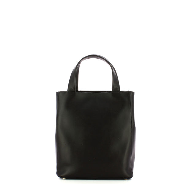 Iuntoo - Medium Vertical Gioia Shopper in Leather with Cocco Strip - 168024 - NERO/LILLA