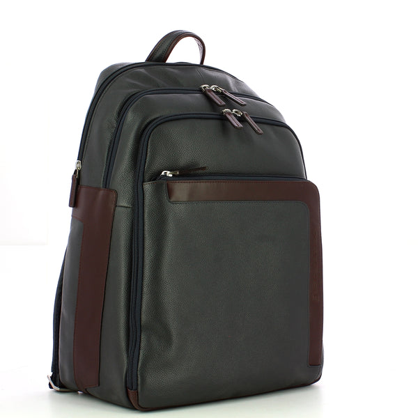 Piquadro - Zaino Porta PC in pelle 15.6 - CA4830X1 - BLU/MARRONE