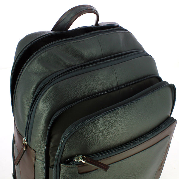 Piquadro - Zaino Porta PC in pelle 15.6 - CA4830X1 - BLU/MARRONE