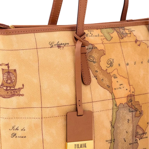 Alviero Martini 1a Classe - Shopping Bag Media Geo Classic - CD0066000 - NATURALE