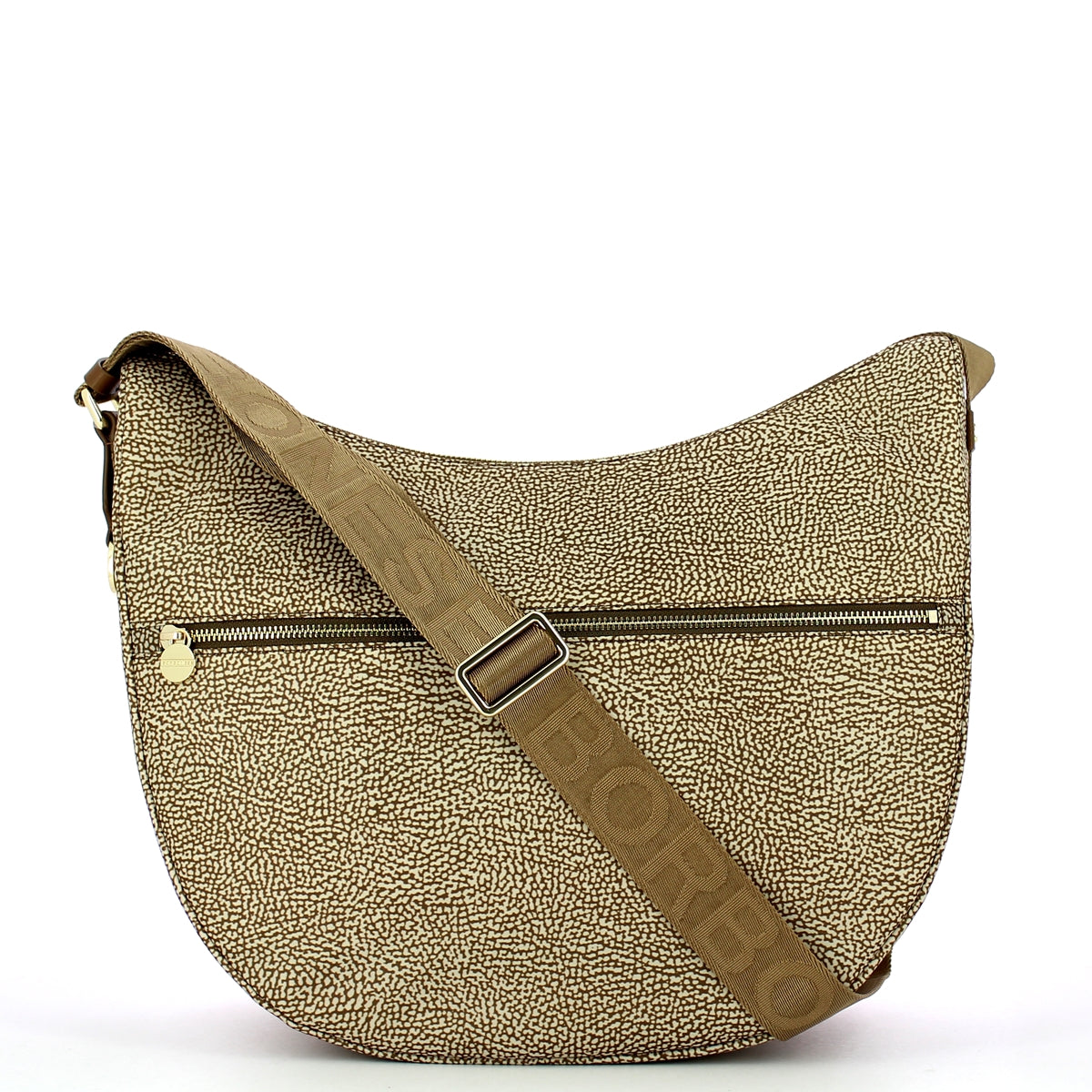 Borbonese - Luna Medium Beige Brown Bag with pocket made of Recycled Nylon - 934109I15 - BEIGE/MARRONE