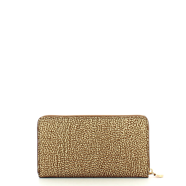 Borbonese - Beige Brown Zip Around Large Wallet with RFID made of Recycled Nylon - 930155I15 - BEIGE/MARRONE