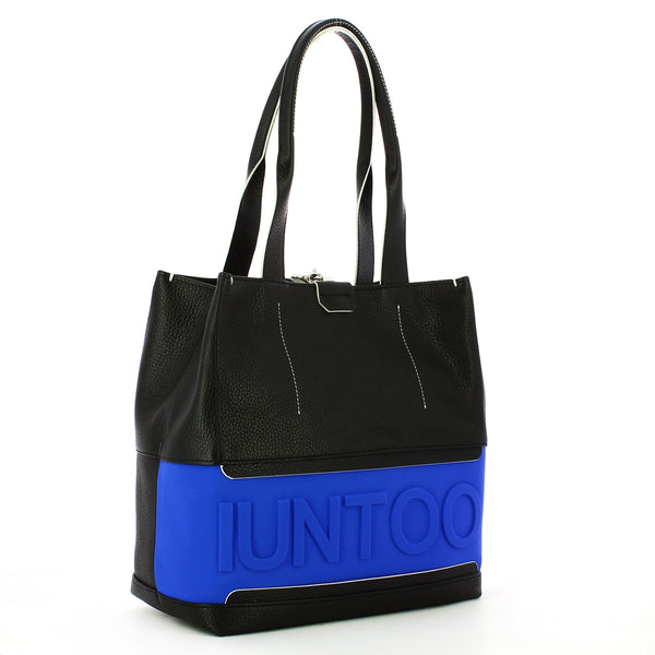 Iuntoo - Shopper Media con logo in rilievo Pratica - 141002 - NERO-OLTREMARE