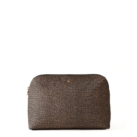 Borbonese - Medium Pouch in Recycled Fabric OP Naturale Nero - 930120I15 - OP/NATURALE/NERO