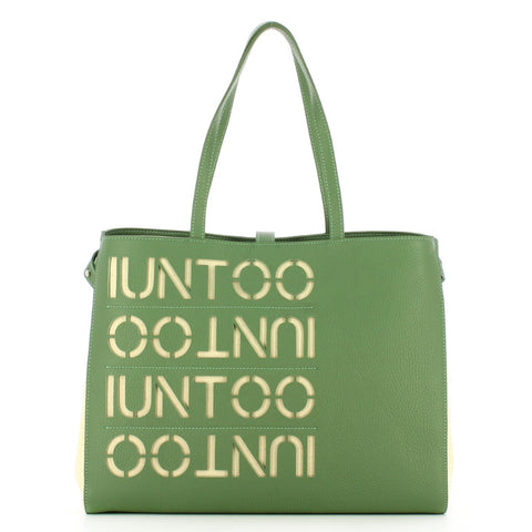 Iuntoo - Shopper Media Graziosa con logo Salvia Beige - 140001 - SALVIA-BEIGE
