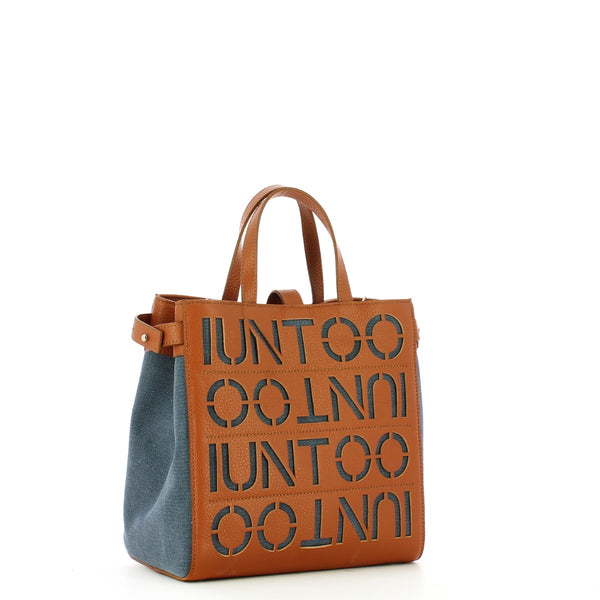Iuntoo - Shopper Piccola Graziosa con logo Cuoio Jeans - 140003 - CUOIO-JEANS