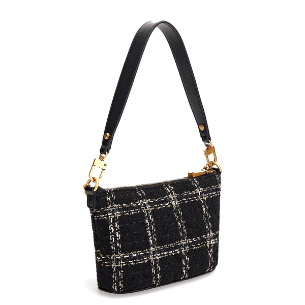 Guess - Borsa a spalla Cessily Tweed Black White - HWXT7679010 - BLACK/WHITE