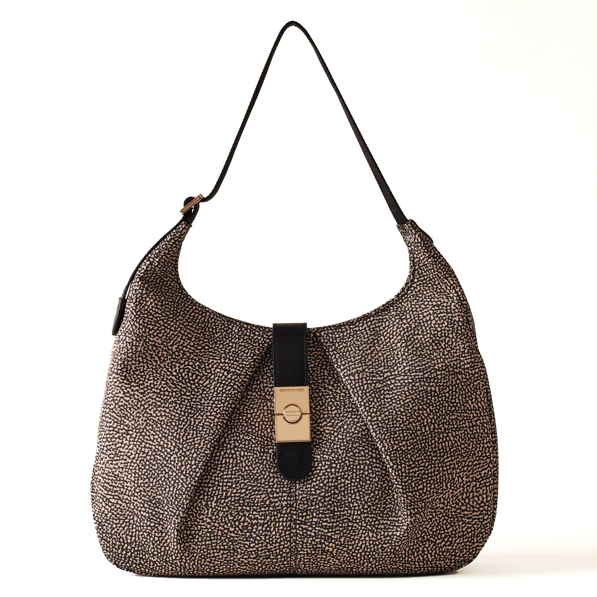Borbonese - Hobo Bag Cortina Medium OP Naturale Nero - 923938I15 - OP/NATURALE/NERO