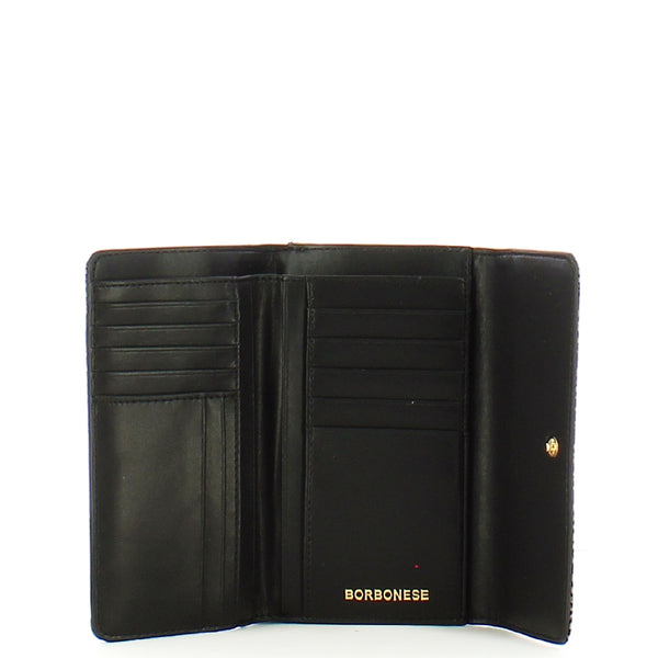 Borbonese - OP Natural Black Medium Wallet with RFID made of Recycled Nylon - 930115I15 - OP/NATURALE/NERO