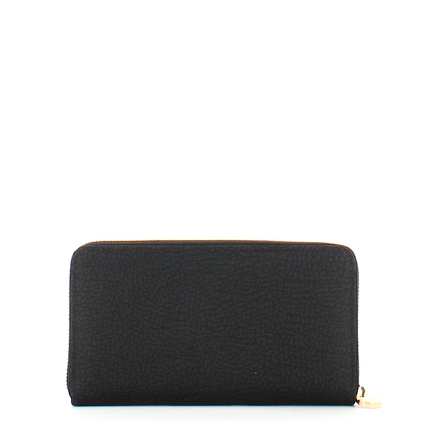 Borbonese - Dark Black Zip Around Large Wallet with RFID made of Recycled Nylon - 930155I15 - DARK/BLACK