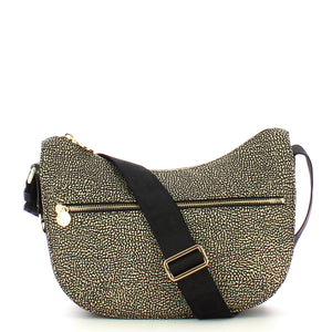 Borbonese - Luna Bag Small with pocket in Recycled Nylon OP Naturale Nero - 934107I15 - OP/NATURALE/NERO