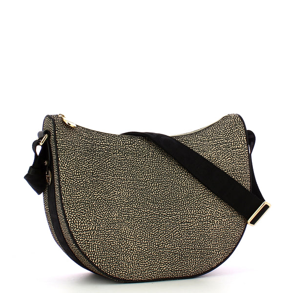 Borbonese - Borsa Luna Bag Middle in Nylon Riciclato OP Naturale Nero - 934411I15 - OP/NATURALE/NERO