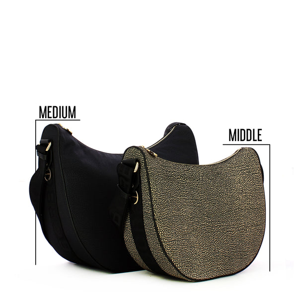 Borbonese - Borsa Luna Bag Middle in Nylon Riciclato OP Naturale Nero - 934411I15 - OP/NATURALE/NERO