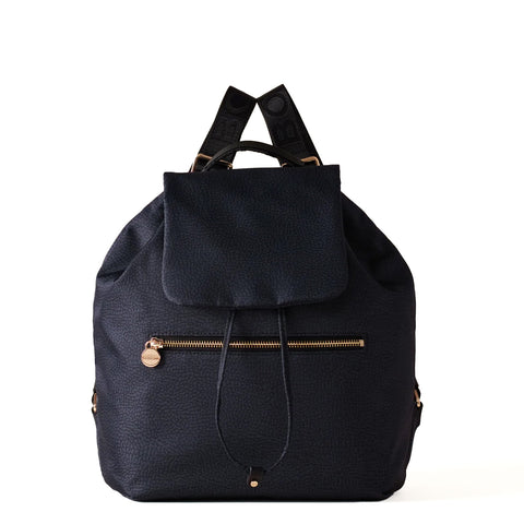 Borbonese - medium dark black backpack made of recycled nylo | Italystation.com - Shop Now at italystation.com