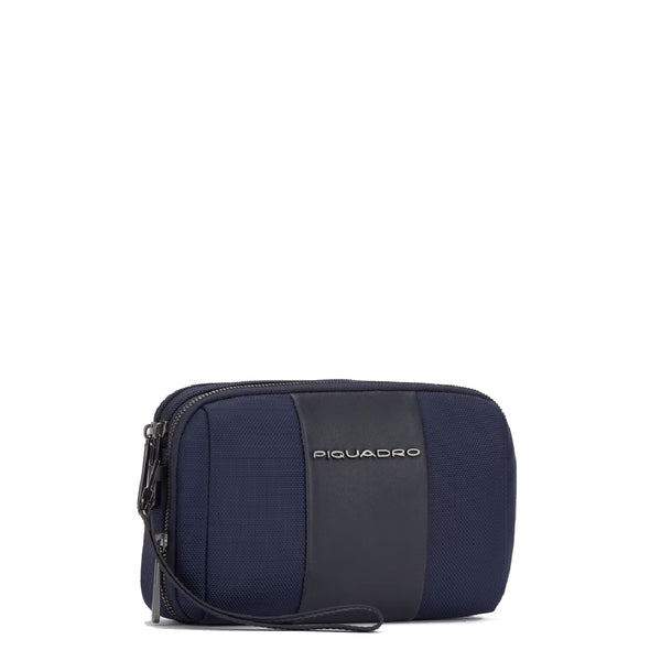 Piquadro - Pochette a due scomparti in tessuto riciclato Brief 2 - AC5940BR2R - BLU