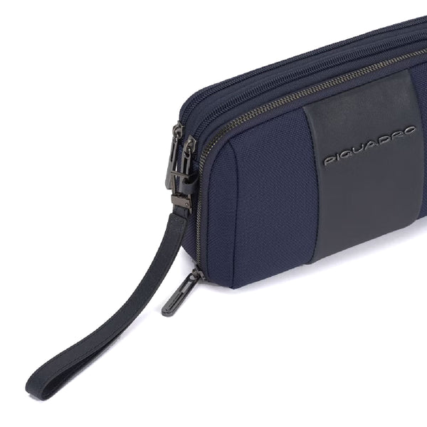 Piquadro - Pochette a due scomparti in tessuto riciclato Brief 2 - AC5940BR2R - BLU