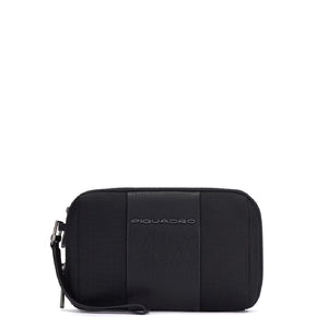 Piquadro - Pochette a due scomparti in tessuto riciclato Brief 2 - AC5940BR2R - NERO