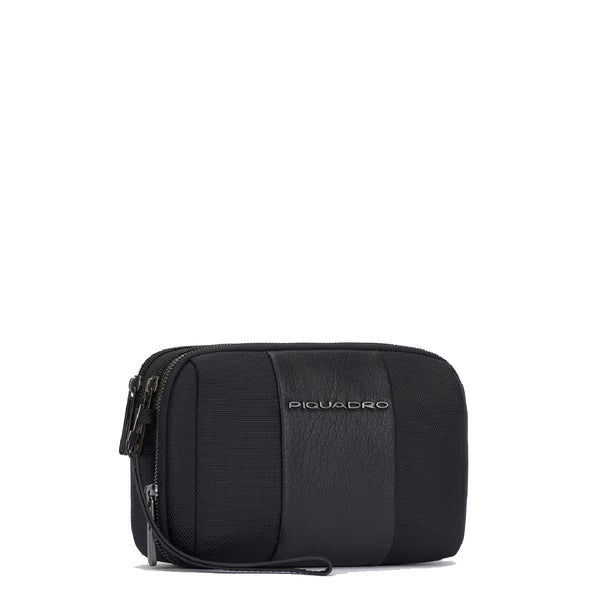 Piquadro - Pochette a due scomparti in tessuto riciclato Brief 2 - AC5940BR2R - NERO