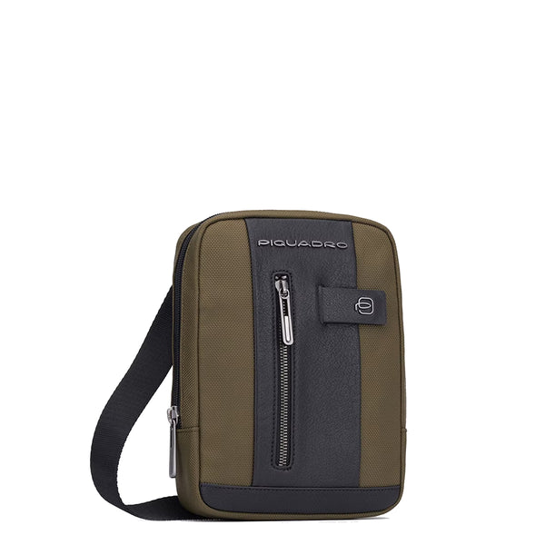 piquadro - borsello porta ipad®mini brief 2 in tessuto riciclato - ca3084br2 - verde/militare/nero | Shop Now at Italystation.com