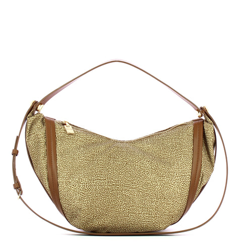 Borbonese - Hobo Bag New Orbit Medium Beige Marrone 924175 | Italystation.com Shop Now at italystation.com