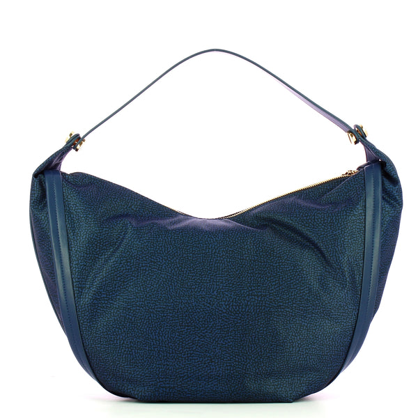 Borbonese - Hobo Bag New Orbit Large Blu 924176AH1 BLU | Italystation.com Shop Now at italystation.com