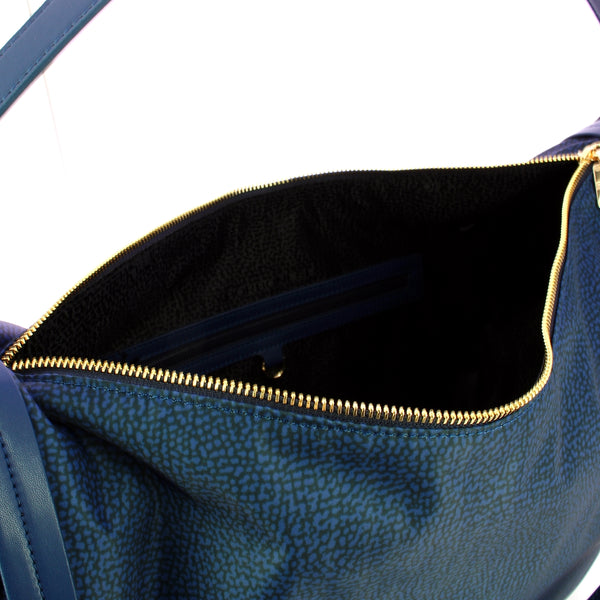 Borbonese - Hobo Bag New Orbit Large Blu 924176AH1 BLU | Italystation.com Shop Now at italystation.com