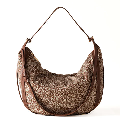 Borbonese - Hobo Bag New Orbit Large Beige Marrone - 924176AH1 - BEIGE/MARRONE