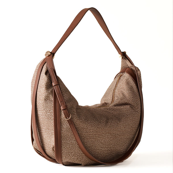 Borbonese - Hobo Bag New Orbit Large Beige Marrone - 924176AH1 - BEIGE/MARRONE