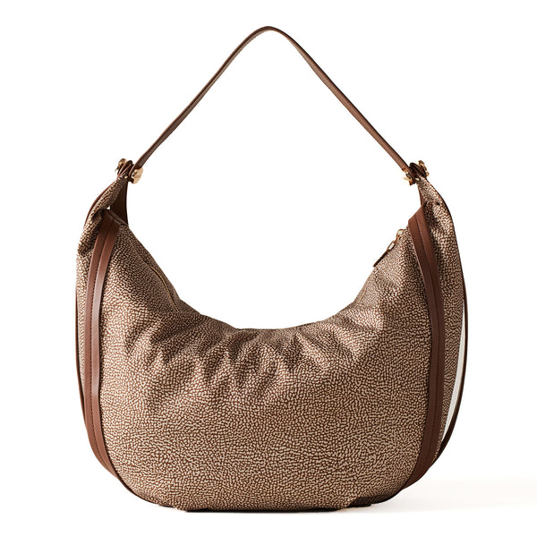 Borbonese - Hobo Bag New Orbit Large Beige Marrone - 924176AH1 - BEIGE/MARRONE