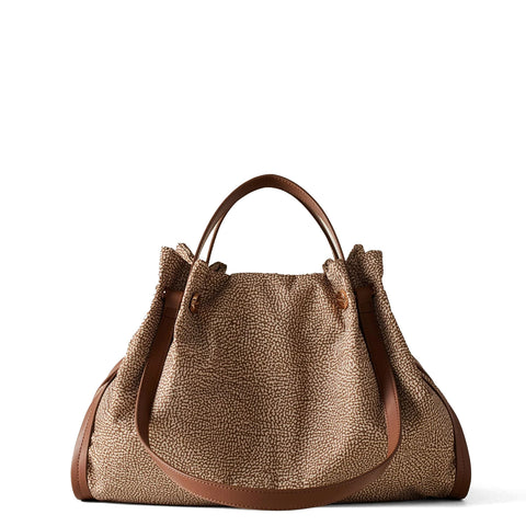 Borbonese - new orbit beige brown medium tote - 924177ah1 -  | Italystation.com - Shop Now at italystation.com