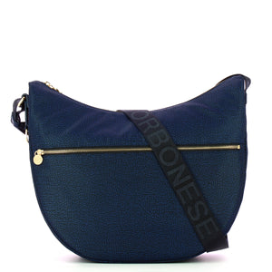 Borbonese - Luna Medium Blue Bag with pocket made of Recycled Nylon - 934109I15 - BLU