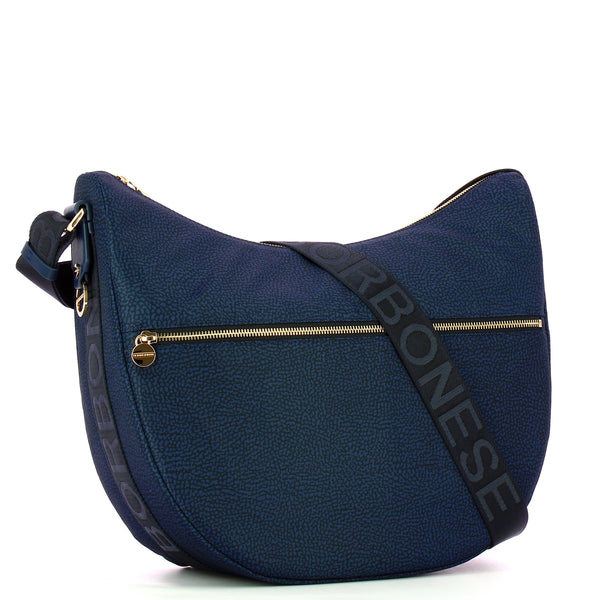 Borbonese - Luna Medium Blue Bag with pocket made of Recycled Nylon - 934109I15 - BLU