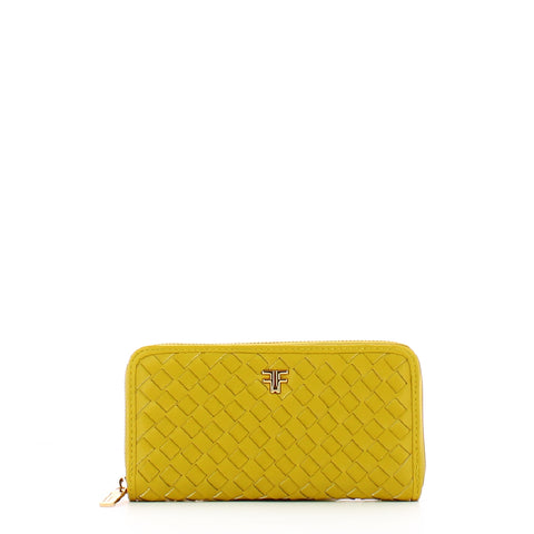 Fracomina - portafoglio intrecciato zip around lime - fa23sb | Italystation.com - Shop Now at italystation.com