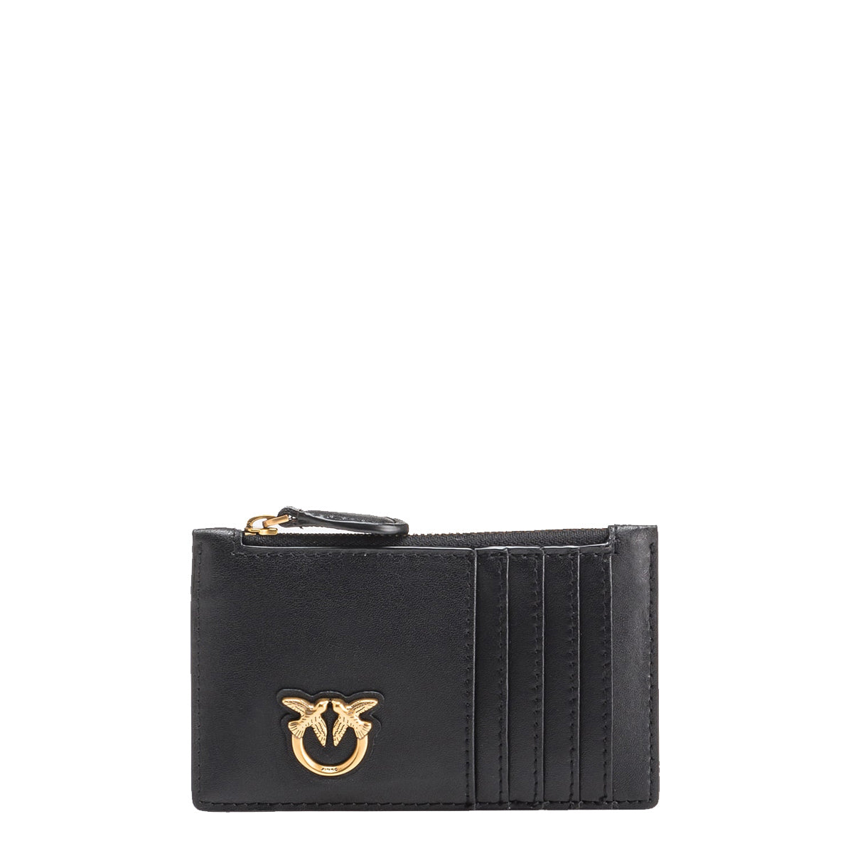 Pinko - Porta Carte di credito Airone Nero Antique Gold 100251 | Italystation.com Shop Now at italystation.com