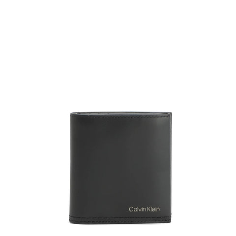 Calvin Klein - Portafoglio RFID Duo Stitch a tre ante in pelle CK Black - K50K510324 - CK/BLACK