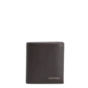 Calvin Klein - Portafoglio RFID Duo Stitch a tre ante in pelle 深棕色 - K50K510324 - 深/棕色