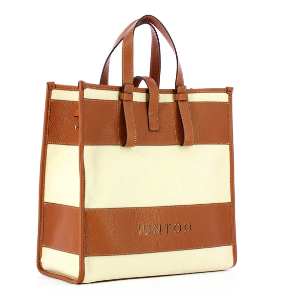 Iuntoo - Shopper Grande Essenziale Cuoio Naturale - 125011 - CUOIO-NATURALE