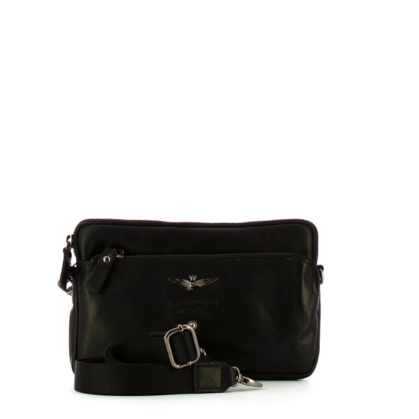 Aeronautica Militare - Pochette in pelle con tracolla - AM356 - NERO